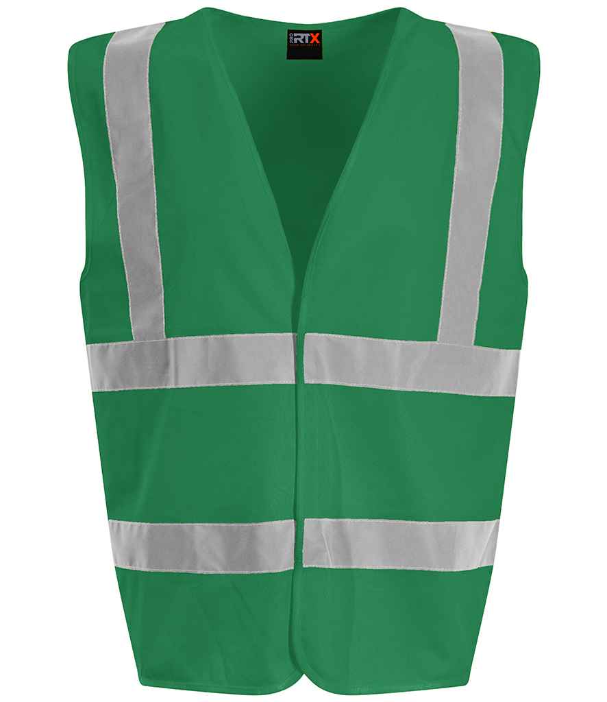 Kelly green hi-vis waistcoat with reflective bands