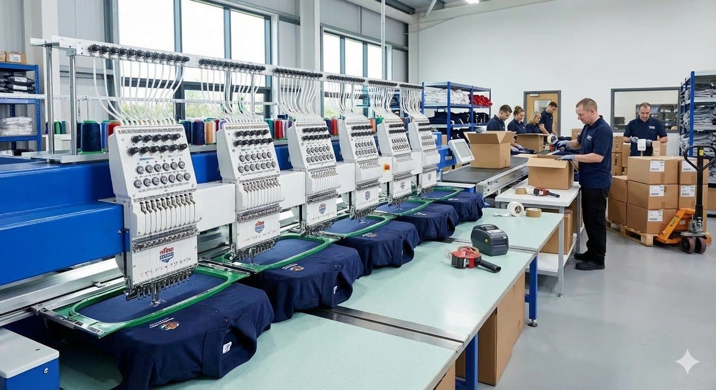 Branded workwear in production at BR Apparel, Bradford